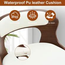 [Bar Stools]3-Piece 26" Counter Height Bar Stool Set - Mid-Century Modern Design With 360° Swivel, Walnut Veneer & Faux Leather Seat, Ergonomic Solid Backrest For Kitchen Island, Home Bar, Breakfast Nook, White - 白色 - 查看 5