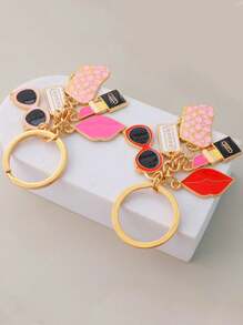 1pc Gold Lipstick Keychain, Suitable As A Gift