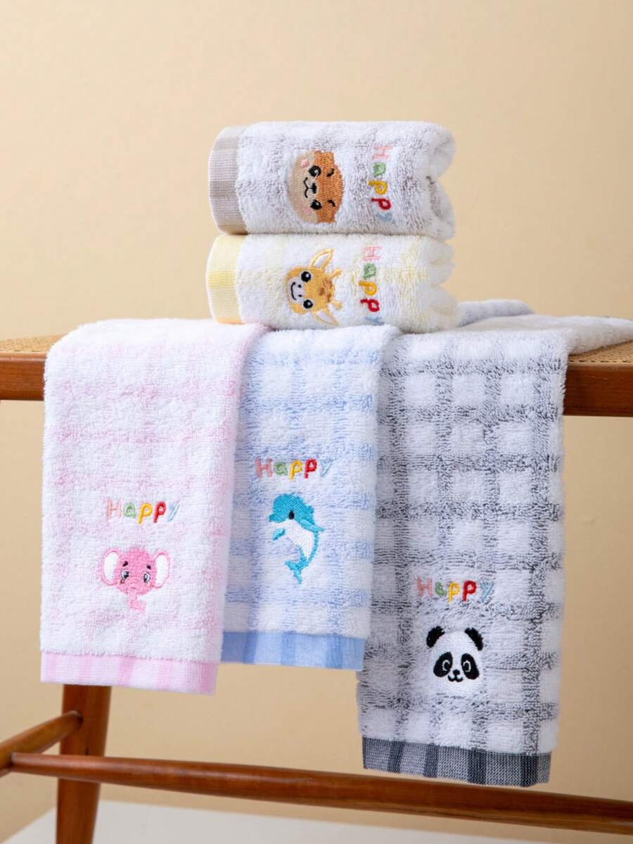 1/2/4/6 Peças, Toalhas Retangulares Pequenas Fofas de Algodão Puro 25*45 cm, Padrões de Animais Bordados, Adequadas para Homens e Mulheres o Ano Todo, Absorventes, Macias, Secagem Rápida, Ideais para Banheiro, Cozinha, Presentes de Feriado, Casa e Escola - Multicolorido - Visão 1