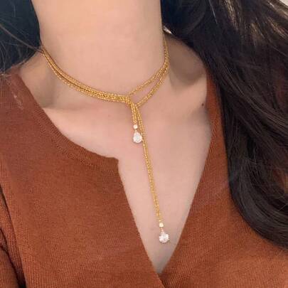 1 件爆裂多用途闪亮毛衣链星空项链