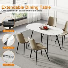 Jooli H Extendable Dining Table, 120-160cm Modern Marble Effect Kitchen Table For 4-8 People - Marble - View 7