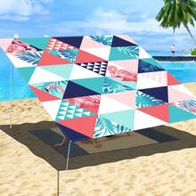 1 件热带植物与几何图案遮阳篷，轻盈舒适，热带度假风格，100% 涤纶，矩形，防水，防紫外线，适用于户外花园、露台、海滩、夏季，附赠尼龙绳 - 彩色 - 查看 31