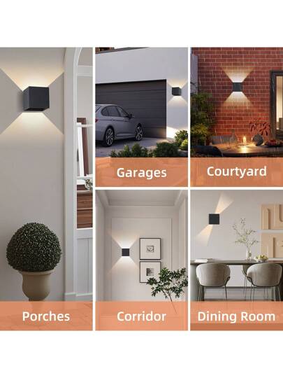 CANMEIJIA LED Wand Verlichting Lighting Outdoor ative Lamp Square Up Down Lamp, Home Indoor Waterproof Path Light, Balcony/Yard/Garden/Stairs/Street/Courtyard/Living Room/Bedroom/Kitchen/Bathroom/Hallway/Corridor, Choose Material Based On Needs view 4