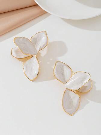 1 par de pendientes de tulipán dorado pintados a mano con esmalte que gotea, para uso diario o como regalo sorpresa para cumpleaños, Día de la Madre, novia o hija