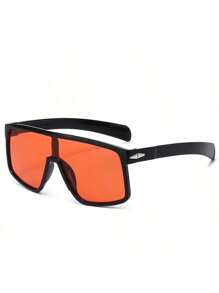 1 pieza Gafas de moda con marco grande y sin montura, con remaches, lentes sin marco, adecuadas para ciclismo, deportes, viajes, senderismo