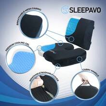 Sleepavo Memory Foam Cooling Gel Seat Cushion For Office Chair Back And Butt Pillow For Sciatica Tailbone Coccyx Hip Pain Relief Portable Padded Lumbar Support Pillow For Coccyx - 肉凍 - 查看 6