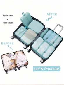 8/1 Piece Travel Organization Set, Includes Foldable Luggage Bag, Toiletry Bag, Garment Organizer Compression Packing Cubes, Suits For Clothes, Underwear, Shoes, Holiday Supplies, Great Gift For Mother, Women