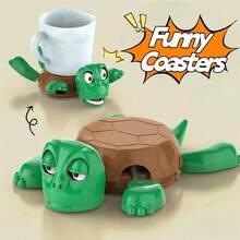 创意乌龟杯垫 按下凝视乌龟桌面摆件 可爱搞怪杯垫 减压神器 适合客厅餐厅办公室 - 彩色 - 查看 2