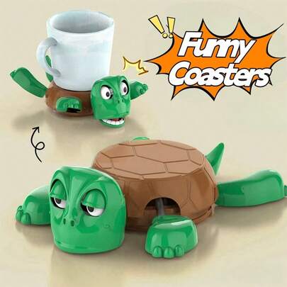 创意乌龟杯垫 按下凝视乌龟桌面摆件 可爱搞怪杯垫 减压神器 适合客厅餐厅办公室