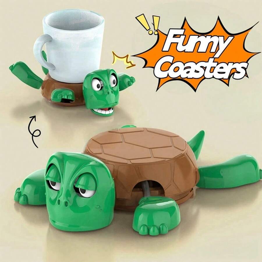 创意乌龟杯垫 按下凝视乌龟桌面摆件 可爱搞怪杯垫 减压神器 适合客厅餐厅办公室