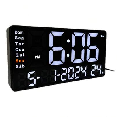 Relógio Digital LED De Parede E Mesa Calendário Alarme Data Temperatura LE-2167