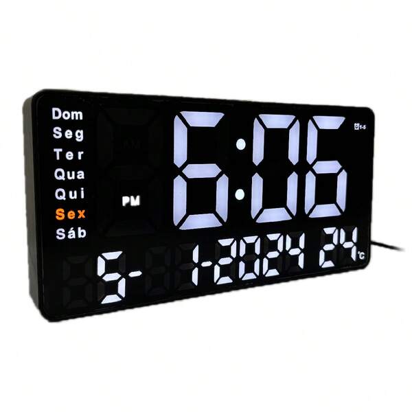 Relógio Digital LED De Parede E Mesa Calendário Alarme Data Temperatura LE-2167