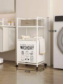 1pc Multi-Tier Storage Laundry Basket Organizer Rack, Bathroom Towel Holder, Removable Rolling Washing Machine Organizer, Mobile Floor Standing Clothes Rack