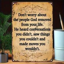 1PC Vintage Metal Sign, Motivational Quote, Do Not Worry About People God Removed, Inspirational Wall Art, Rustic Decor, Perfect For Living Room & Office, 8x12 Inches / 20x30 Cm - 8x12吋/20x30公分-1件 - 查看 8