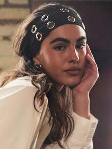 1件朋克风镂空黑色针织发带夏季发饰沙滩度假发带 - 彩色 - 查看 4