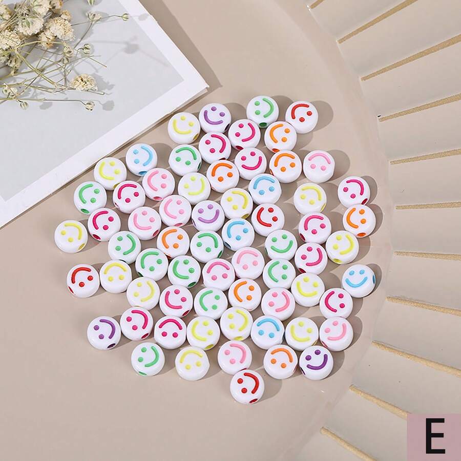 1 bolsa con 100 piezas de cuentas acrílicas con cara sonriente de colores para manualidades de joyería DIY - Perfectas para hacer pulseras, collares y aretes