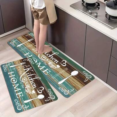 1/2 pièces Tapis de cuisine monogrammé , tapis doux et confortable, ensemble de tapis de cuisine antidérapant pour la cuisine, le salon, la chambre, le couloir de la cuisine, la buanderie, tapis lavable en machine. Chaud