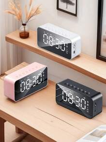 Reloj despertador digital de mesa con espejo LED, altavoz Bluetooth inalámbrico, amplificador de sonido estéreo para teléfono, decoración de habitación