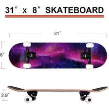 31 Inch Skateboard Complete Skateboa Double Kick Skate Board 7 Layer Canadian Maple Deck Skateboard For And Beginners - StarrySky#2 - View 6