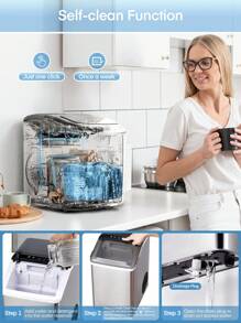 Nugget Ice Maker Countertop, 50lbs/24H Soft Chewable Pebble Ice Machine, Portable Pellet Ice Makers With Self-Cleaning For Home Kitchen Office, Stainless Steel