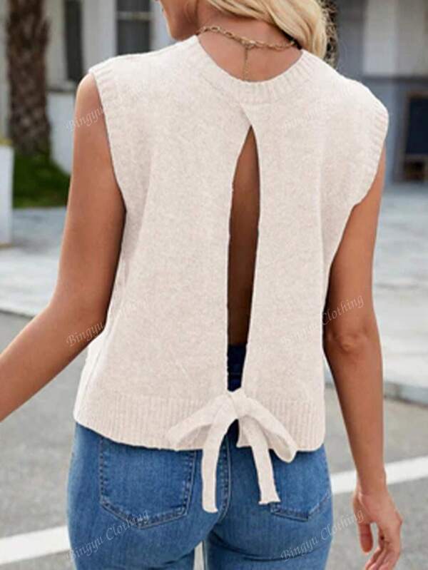 Elegante, mouwloze gebreide top voor dames zonder rug