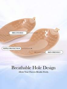 2 Pairs Push Up Adhesive Bras, Reusable Strapless Invisible Nipple Patches, Women's Underwear And Lingerie Accessories - Apricot - View 8