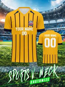 Customizable 2025 Brighton & Hove Albion FC Football Club Single Shirt, Men's Sports Team Club Training V-Neck Jersey With Front & Back Personalized Name, Number, Logo, Comfortable & Suitable For Casual, Party, Gathering