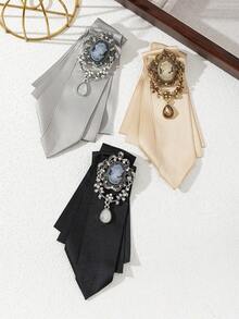 1pc Elegant Design Alloy Royal Brooch, Oversized Rhinestone Shiny Ladies Tie Style Brooch, Luxury Jewelry Pin, Suitable For Dates And Daily Wear, Gift - Simplicity - View 3