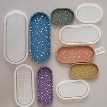 1pc Oval Tray Epoxy Resin Mold Storage Tray Silicone Mold Gypsum Cement Flower Pot Base Hand Tools - White - View 3
