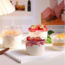 50个装 甜品杯 大号甜品杯 慕斯杯 冰淇淋杯 布丁杯 透明杯 甜品杯 蛋糕杯 适合生日派对 派对慕斯杯 婚礼甜品杯 可重复使用