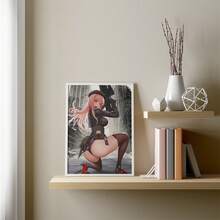 1 Pc Canvas Painting,Anime Girl, Pink Hair, Beret, Gun, Urban Background, Poster, Kneeling Pose,Wood Framed Painting (1) Thickness 2.5 Cm/ 1 Inch-Home Decoration For All Occasions,Ideal New Year, Valentine's Day,Thanksgiving,Easter,Christmas Gift,Room Decoration Aesthetic,Wall Decoration Art,Perfect Gift,Autumn And Winter Wall Decoration,Living Room Decoration, Bedroom Decoration, Kitchen Decoration, Entry Decoration, Bathroom Decoration, Direct Wall Painting, High Quality Wall Painting Poster,Modern Home Decoration Stretched And Framed Ready To Hang - Black - View 6