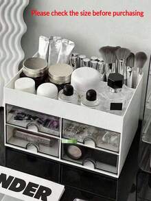 1pc ABS Makeup Storage Box, Multi-Grid Large Capacity Cosmetic Box, For Home - White - View 8