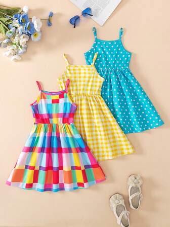 3件套女童夏季新款吊带连衣裙套装