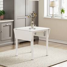 Jooli H Folding Dining Table, Drop Leaf Extendable Kitchen Table For Small Spaces, Seats 2-6 People, White, 120x70x76cm - White - View 8
