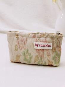 1 pièce Sac de maquillage en tissu jacquard rose à motif floral haut de gamme, fashionable et casual, grande capacité, fermeture éclair portable. Sacs de cosmétiques essentiels pour les voyages et les vacances pour serviettes hygiéniques, tampons, écouteurs filaires, écouteurs, casques, chargeurs, rouges à lèvres, cosmétiques, parfums, soins de la peau et produits de beauté, décoration de la maison, pour maman, femmes, infirmières, étudiantes, filles d'école, clés, cadeaux de vacances, pour la plage de vacances, la collection de salle de bain, la collection de chambre, grande capacité
