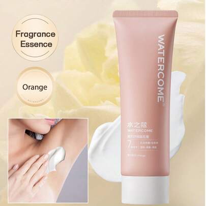 WATERCOME 50克女士脱毛膏，温和脱毛，带香味，适用于腋下、比基尼线、手臂和腿部，无痛顺滑脱毛，敏感配方，适合所有肤质。