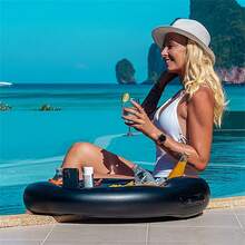 Portable Inflatable PVC Water Ice Bar, Party Floating Drink Holder, Porous Coaster Tray For Summer Pool Supplies