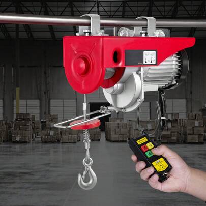 Electric Hoist, 1320 Lbs Lifting Capacity, 1150W 110V Electric Steel Wire Winch With Wireless Remote Control, 40ft Single Cable Lifting Height & Pure Copper Motor, For Garage Warehouse Factory