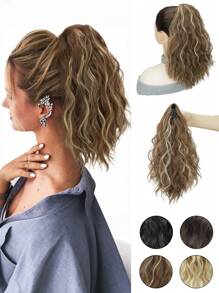 Ponytail Extension, 20 Inch Short Claw Clip Ponytail Extension, Wavy Curly Claw Clip In Ponytail Hair Extensions, Natural Fake Ponytail Synthetic Hairpiece For Women Daily
