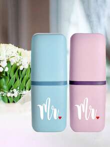 Portable Couple Travel Toothbrush Cup, Wash Cup, Household Bathroom Storage Box, Tooth Tank, Mouthwash Cup, Travel Toothbrush Case, Rinsing Cup, And Toothpaste Holder - Alcohol-Free, Compact Design, Perfect For Oral Care On The Go.Couple Supplies,Outdoor Business Travel Supplies Box,Valentine's Day Gift - Multicolor - View 12