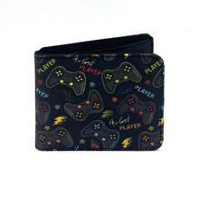 青少年男孩酷炫钱包布艺钱包信用卡现金夹可爱卡哇伊美学钱包带零钱袋身份证窗口适合青少年男孩男性青年男孩青少年（游戏/恐龙）