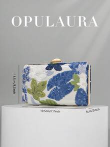 OpulAura Sequin Embroidered Floral Box Clutch Bag, Women Fashion Sequin Patchwork Handbag, Party Evening Bag, Random Cut, Suitable For Females, Fit For Party, Wedding, Prom, Vacation. Ideal For Party, Wedding, Prom, Evening/Gala, Match With Holiday Party Dress, Evening Gown, And Sequin Dress., Sparkling Sequin Bags Ladies Elegant
