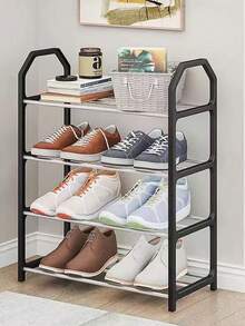 1件装多层鞋架多功能组装鞋架简易鞋柜可折叠不锈钢鞋架