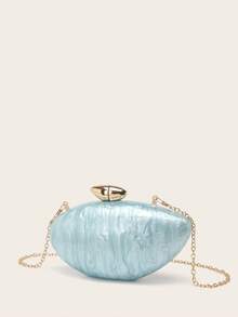 Bolsa de mão feminina para festa de casamento, bolsa de mão personalizada com pedra marmorizada de acrílico, bolsa de mão feminina com corrente de metal, bolsa transversal para festa de casamento para mulheres e meninas - Azul - Ver 4