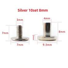 5/10/15 Sets Luggage Leather Metal Craft Solid Screw Nail Rivet Double Curved Head Belt Strap Rivets Book Screws Buttons Snap