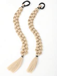2PCS 18 Inch Boxing Braided Hair Extensions For KIDS Synthetic Long Twist Braid Ponytail Extensions With Rubber Band Daily Use - Gold - View 14