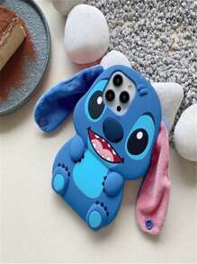 Disney The Lovely 3D Animated Stitch Phone Case, Specially CompatibleWith 16 Pro Max, 15 And 14 Pro Max, Uses Soft Silicone Material And Cute Ear Bands To Provide Protection., School Supplies, Back To School