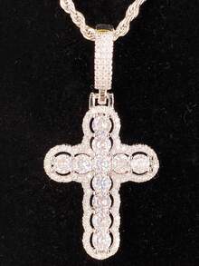 DUBSS 1 Piece Iced Out Cross Necklace Pendant For Men Prong Setting Hip Hop Jewelry - Cross - View 4