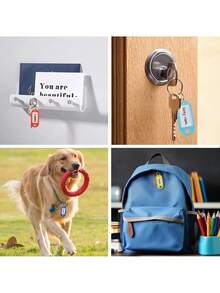 Pacote com 50 Chaveiros Plásticos com Recipiente, Chaveiros com Argola e Janela de Etiqueta, Cores Variadas - 10 Cores