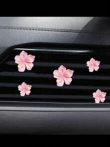 5pcs Cherry Blossom Car Air Vent Clips, Car Accessories Floral Air Vent Decorations - Multicolor - View 8